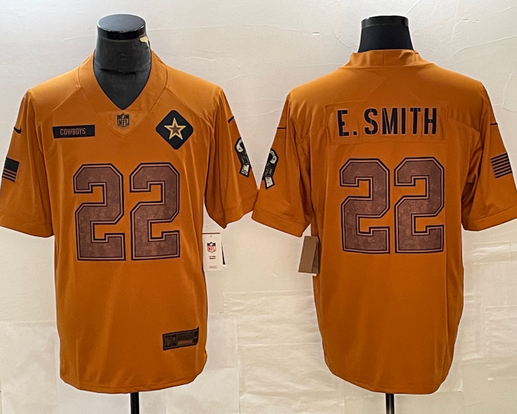 Men's Dallas Cowboys Emmitt Smith #22 Brown 2023 Salute To Service Retired Limited Jersey