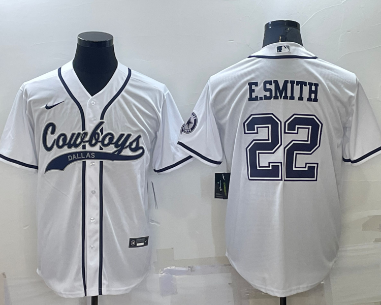 Men's Dallas Cowboys Emmitt Smith #22 White Jersey Joint Edition