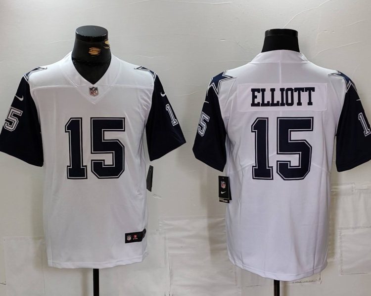 Men's Dallas Cowboys Ezekiel Elliott #15 White 2nd Alternate Legend Jersey