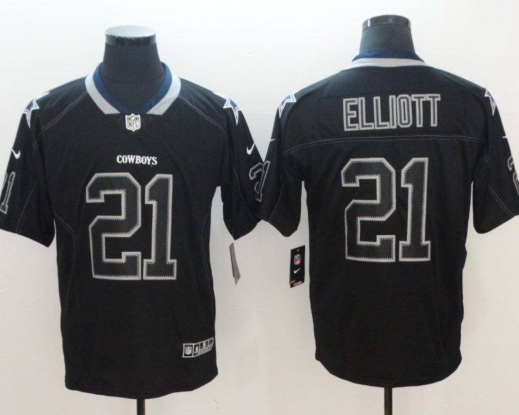 Men's Dallas Cowboys Ezekiel Elliott #21 Black Alternate Jersey