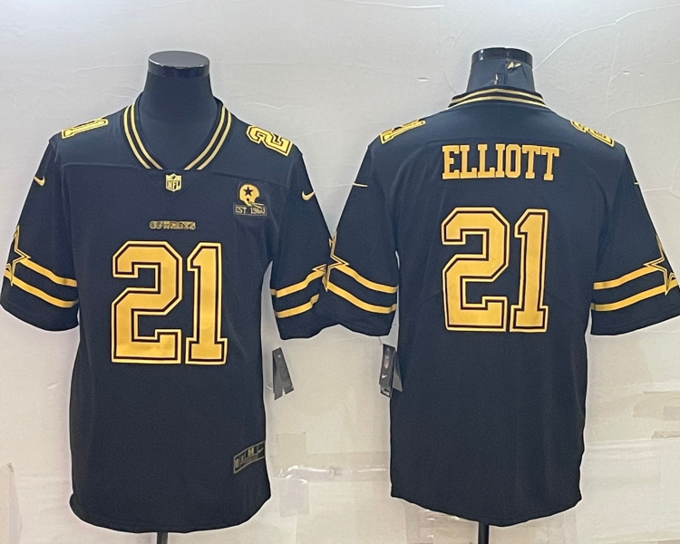 Men's Dallas Cowboys Ezekiel Elliott #21 Black Color Rush Legend Jersey