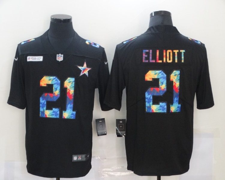 Men's Dallas Cowboys Ezekiel Elliott #21 Black Jersey