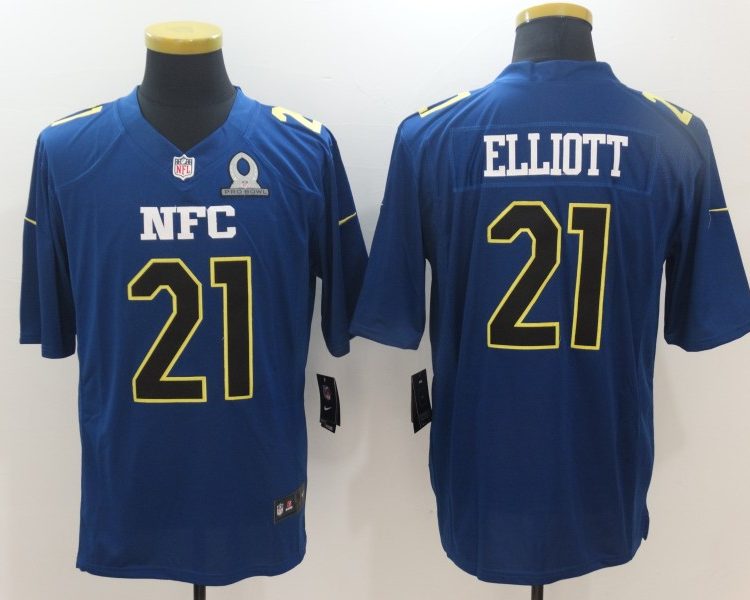 Men's Dallas Cowboys Ezekiel Elliott #21 Blue Jersey