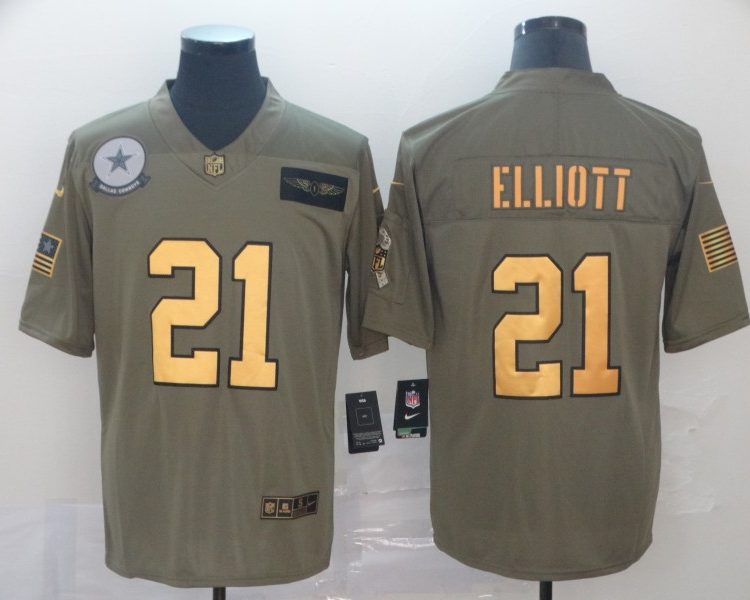 Men's Dallas Cowboys Ezekiel Elliott #21 Brown Alternate Jersey