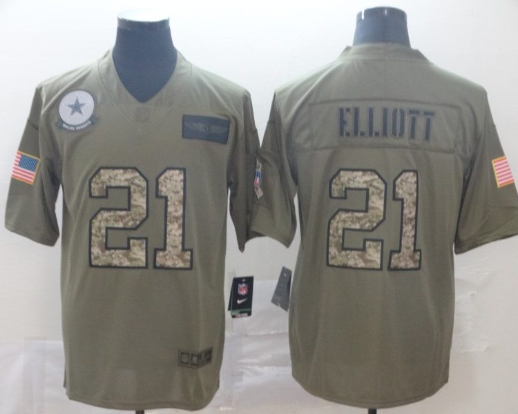 Men's Dallas Cowboys Ezekiel Elliott #21 Brown Authentic Jersey