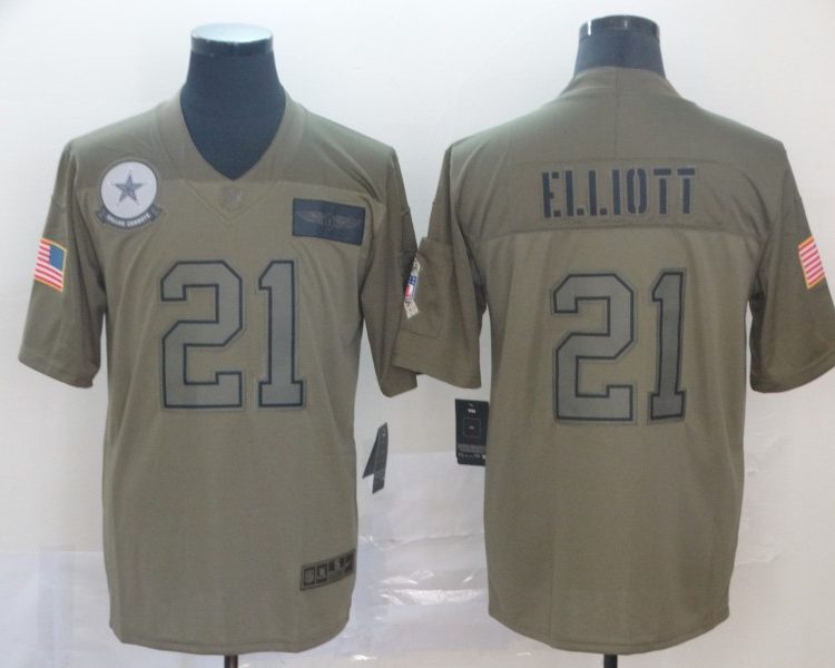 Men's Dallas Cowboys Ezekiel Elliott #21 Brown Jersey