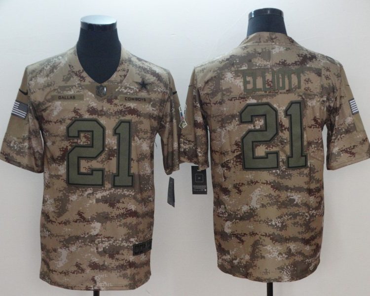 Men's Dallas Cowboys Ezekiel Elliott #21 Camouflage Jersey