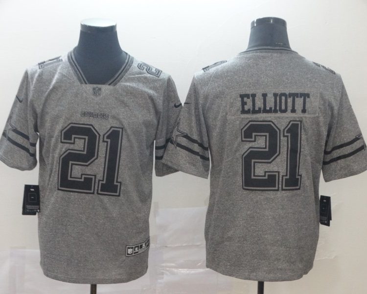 Men's Dallas Cowboys Ezekiel Elliott #21 Gray Alternate Jersey