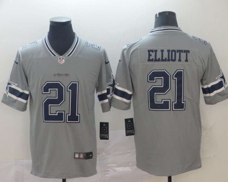 Men's Dallas Cowboys Ezekiel Elliott #21 Gray Inverted Legend Jersey
