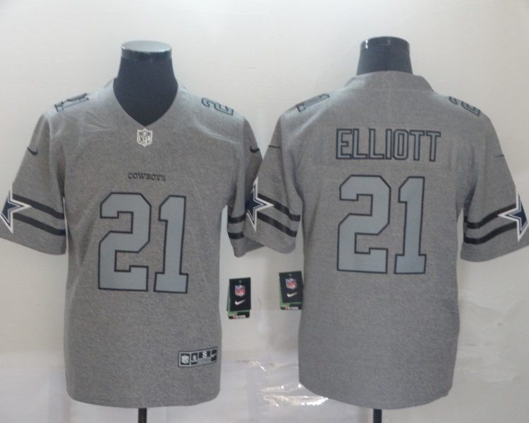 Men's Dallas Cowboys Ezekiel Elliott #21 Gray Jersey