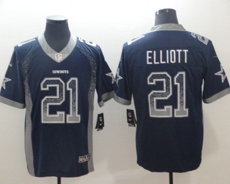 Men's Dallas Cowboys Ezekiel Elliott #21 Navy Alternate Jersey