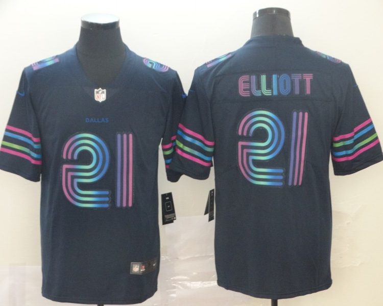 Men's Dallas Cowboys Ezekiel Elliott #21 Navy City Edition Jersey