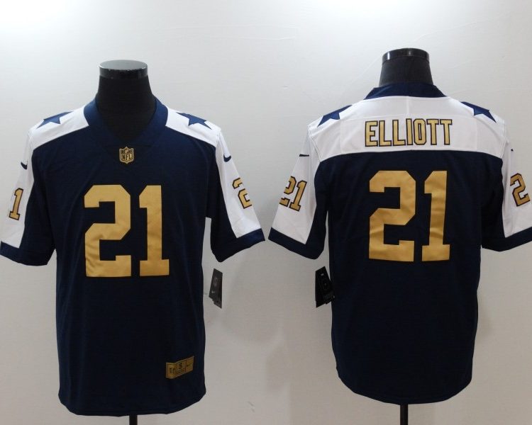 Men's Dallas Cowboys Ezekiel Elliott #21 Navy Jersey