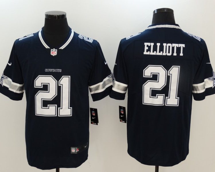Men's Dallas Cowboys Ezekiel Elliott #21 Navy Jersey