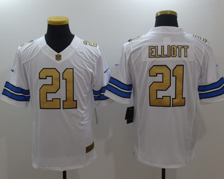 Men's Dallas Cowboys Ezekiel Elliott #21 White Alternate Jersey