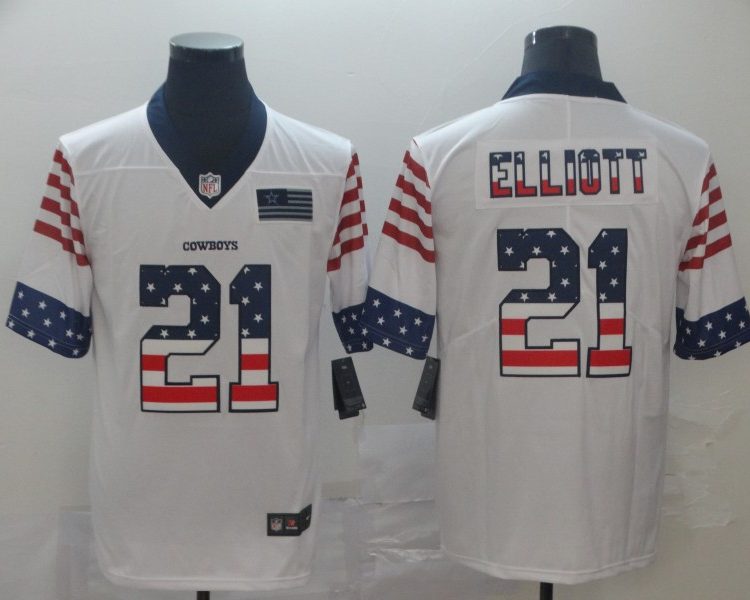 Men's Dallas Cowboys Ezekiel Elliott #21 White Authentic Jersey