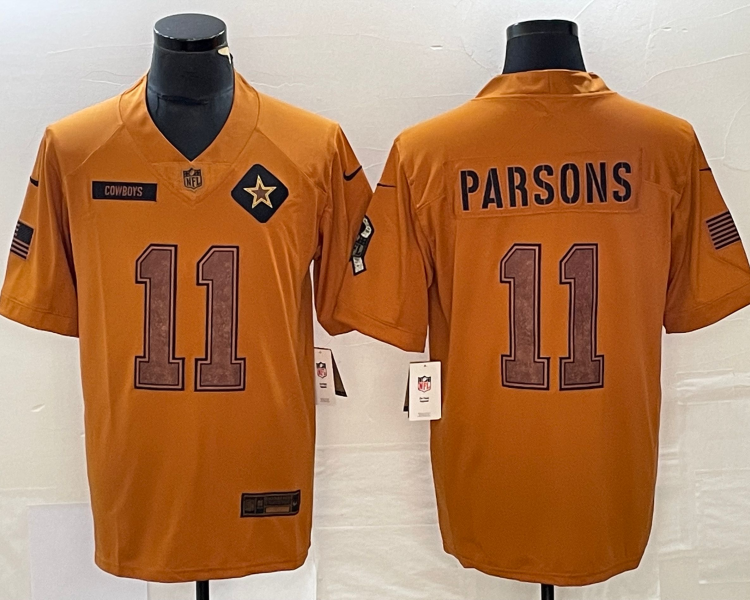 Men's Dallas Cowboys Micah Parsons #11 Brown 2023 Salute To Service Limited Jersey
