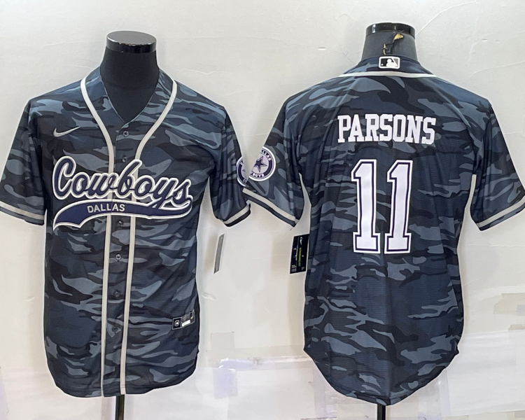 Men's Dallas Cowboys Micah Parsons #11 Grey Camouflage Jersey Joint Edition
