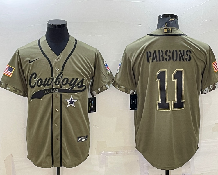 Men's Dallas Cowboys Micah Parsons #11 Olive 2022 Salute To Service Limited Jersey Joint Edition