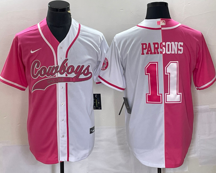 Men's Dallas Cowboys Micah Parsons #11 Pink/White Jersey Joint Edition
