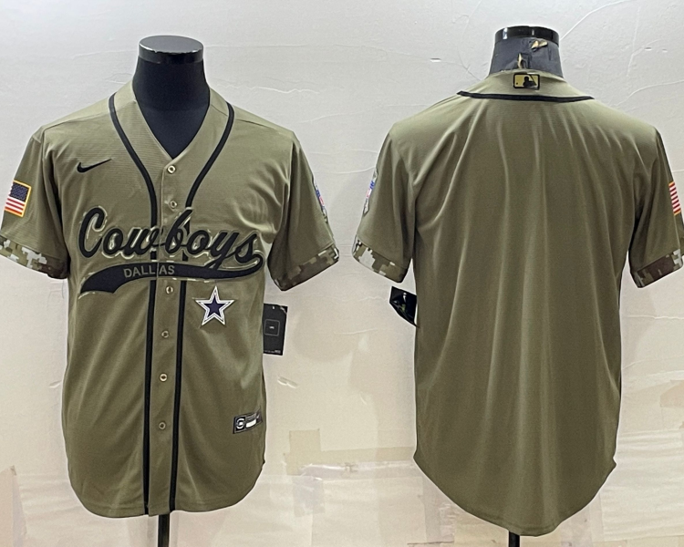 Men's Dallas Cowboys Olive 2022 Salute To Service Limited Blank Jersey