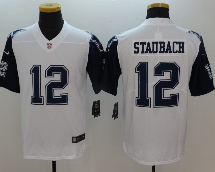 Men's Dallas Cowboys Roger Staubach #12 White Jersey