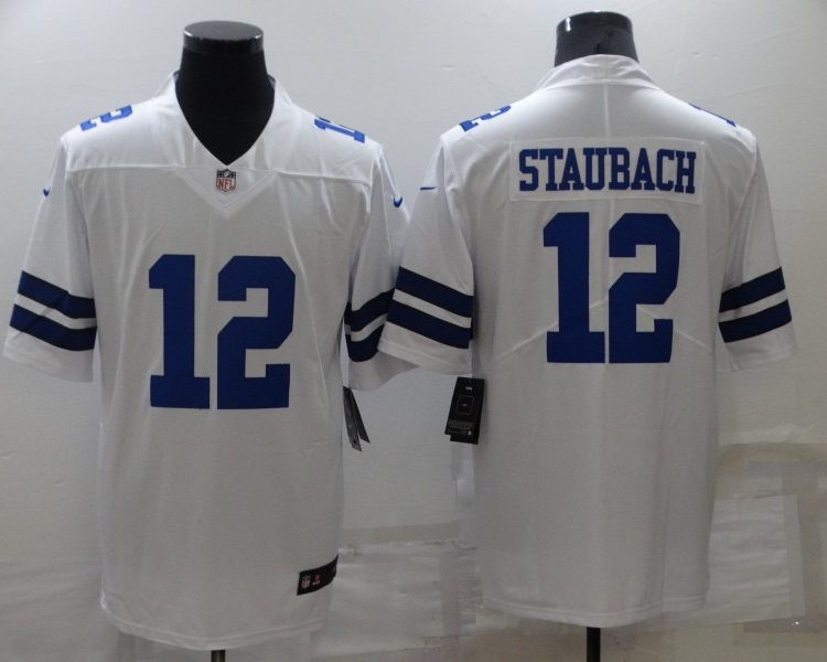 Men's Dallas Cowboys Roger Staubach #12 White Vapor Limited Jersey