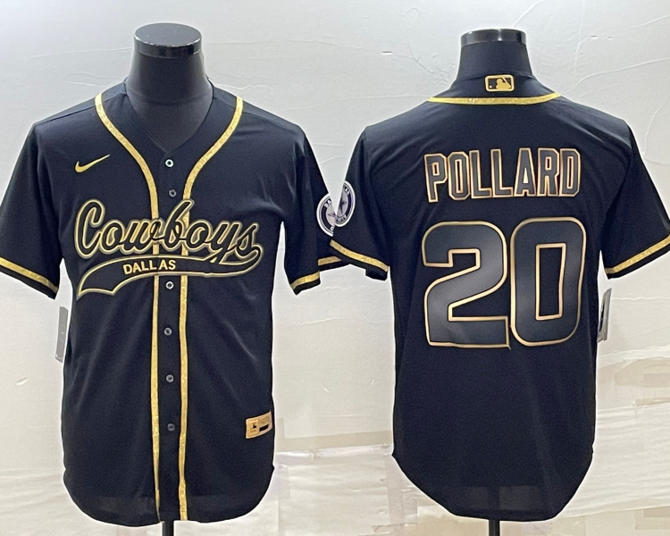 Men's Dallas Cowboys Tony Pollard #20 Black Jersey Joint Edition