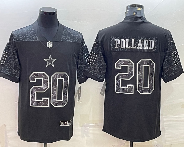 Men's Dallas Cowboys Tony Pollard #20 Black RFLCTV Limited Jersey