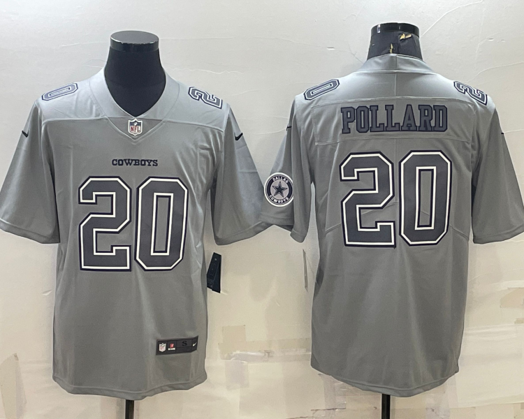 Men's Dallas Cowboys Tony Pollard #20 Gray Atmosphere Jersey