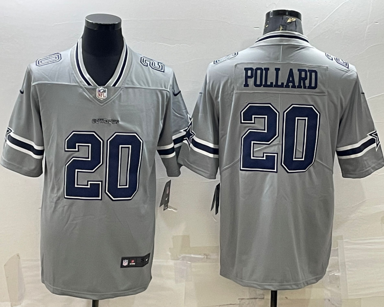 Men's Dallas Cowboys Tony Pollard #20 Gray Inverted Legend Jersey
