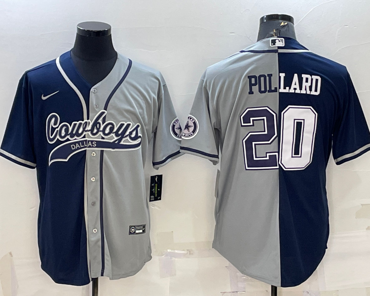 Men's Dallas Cowboys Tony Pollard #20 Navy/Gray Jersey Joint Edition