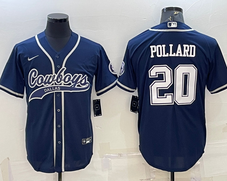 Men's Dallas Cowboys Tony Pollard #20 Navy Jersey Joint Edition