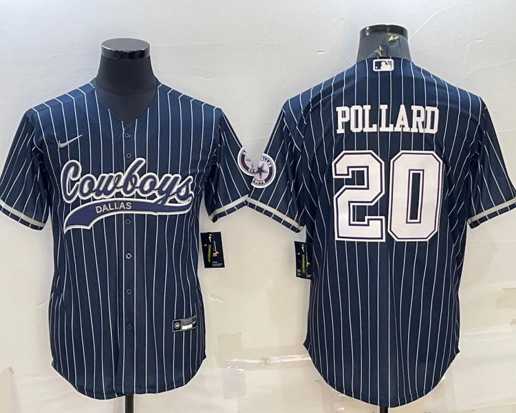 Men's Dallas Cowboys Tony Pollard #20 Navy Jersey Joint Edition