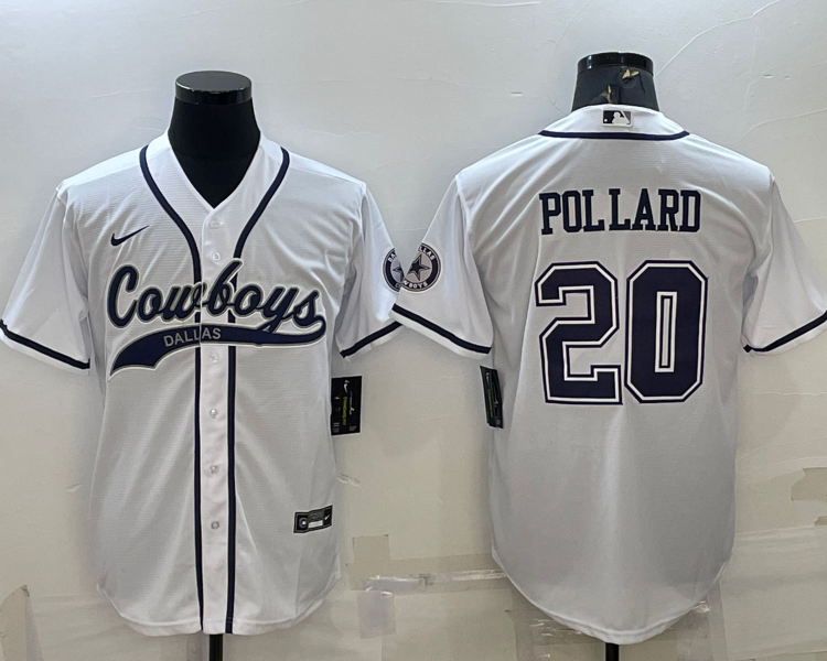 Men's Dallas Cowboys Tony Pollard #20 White Jersey Joint Edition