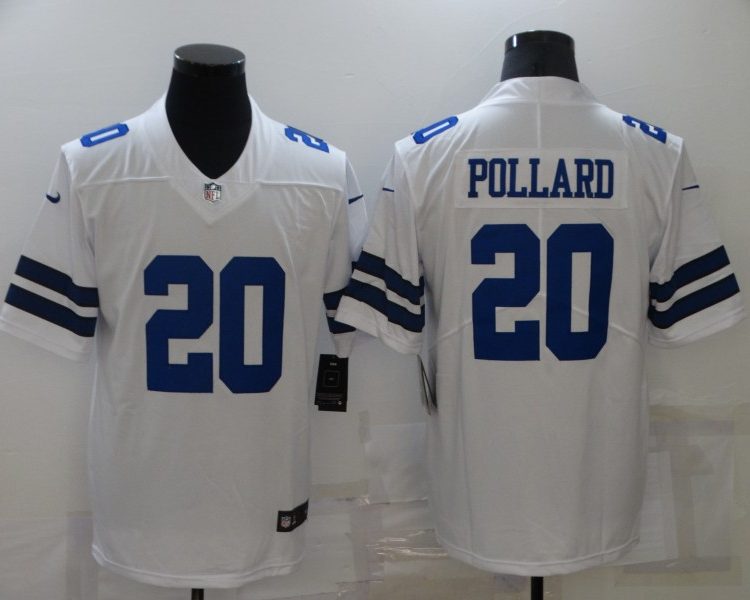 Men's Dallas Cowboys Tony Pollard #20 White Jersey
