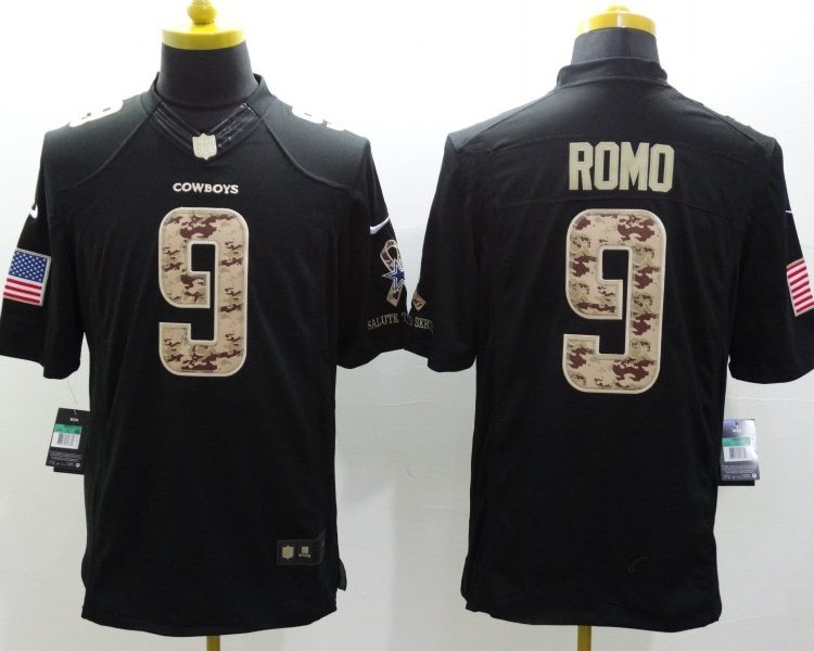 Men's Dallas Cowboys Tony Romo #9 Black Jersey