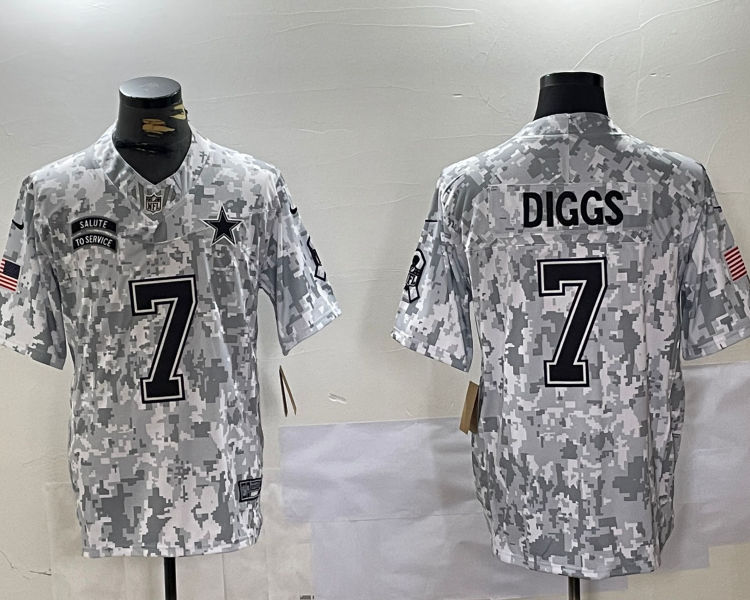 Men's Dallas Cowboys Trevon Diggs #7 Arctic Camo 2024 Salute to Service Limited Jersey
