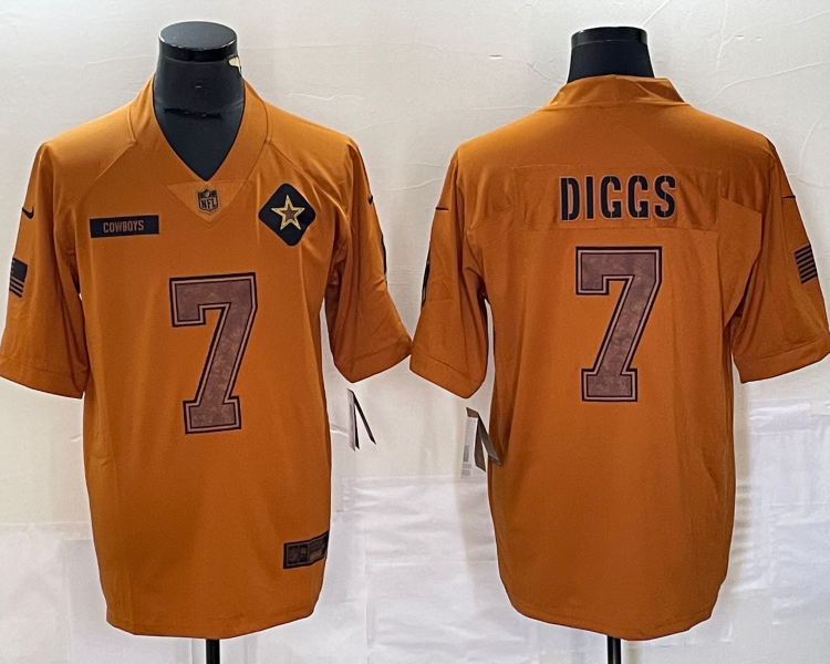 Men's Dallas Cowboys Trevon Diggs #7 Brown 2023 Salute To Service Limited Jersey