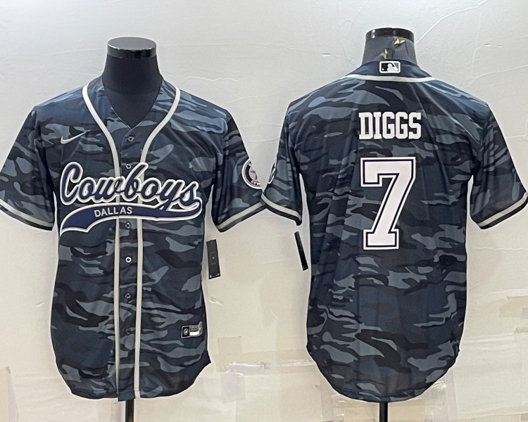 Men's Dallas Cowboys Trevon Diggs #7 Grey Camouflage Jersey Joint Edition