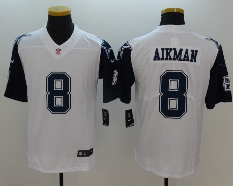 Men's Dallas Cowboys Troy Aikman #8 White Jersey