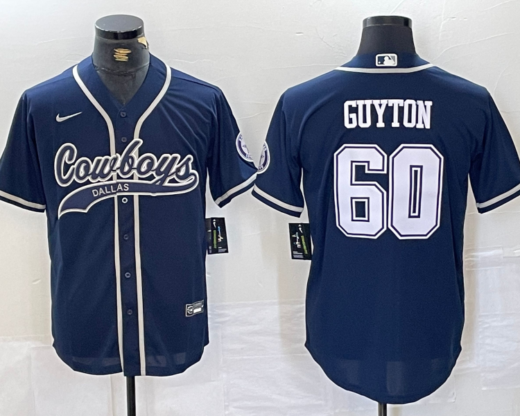 Men's Dallas Cowboys Tyler Guyton #60 Navy Jersey