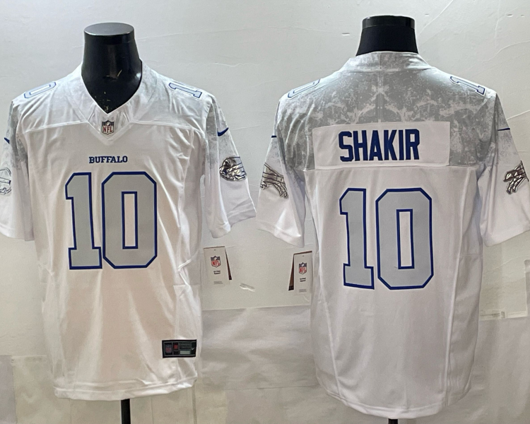 Men's Buffalo Bills Khalil Shakir #10 White 2025 Rivalries Collection Limited Jersey