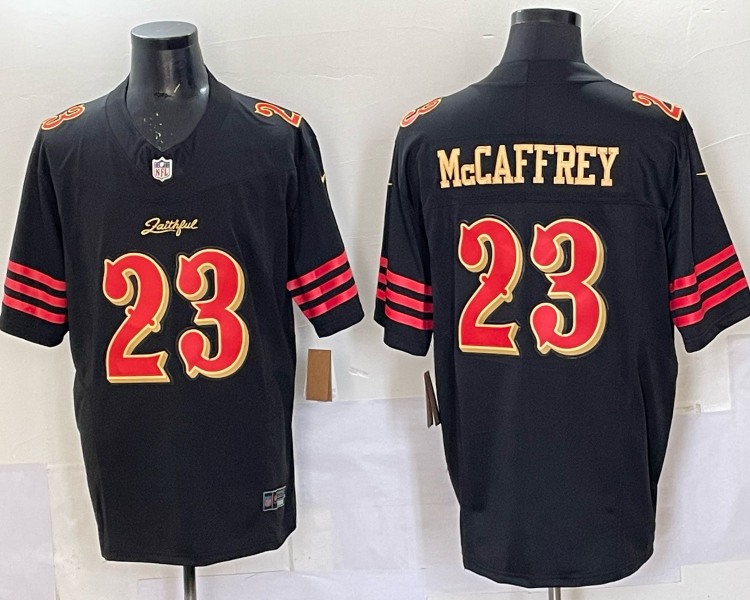 Men's San Francisco 49ers Christian McCaffrey #23 Black 2025 Rivalries Collection Jersey