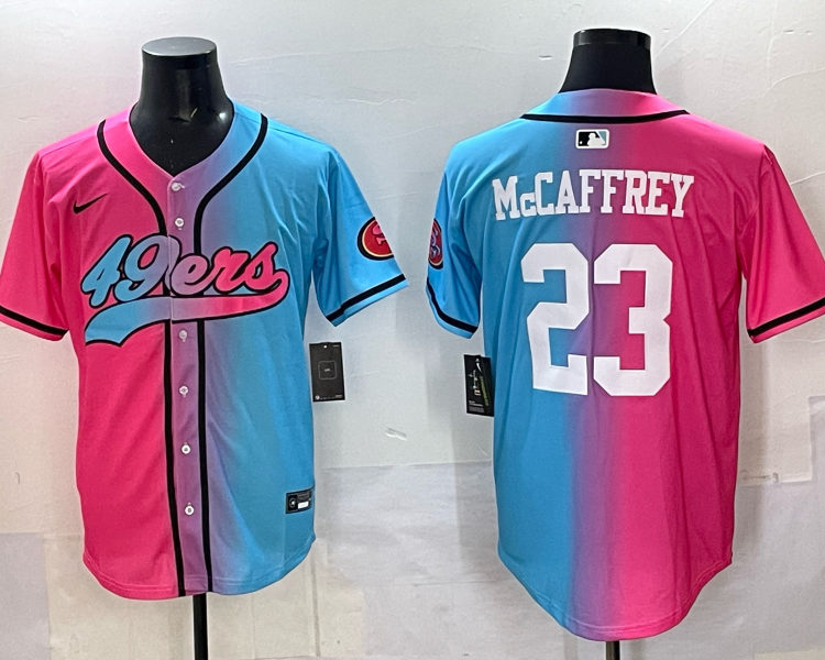 Men's San Francisco 49ers Christian McCaffrey #23 Pink/Blue Jersey