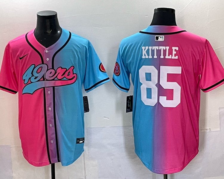 Men's San Francisco 49ers George Kittle #85 Pink/Blue Jersey