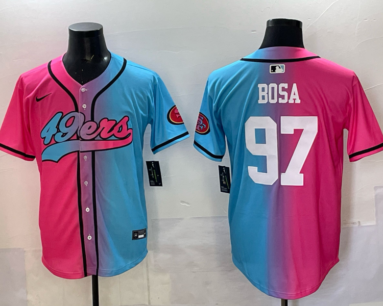 Men's San Francisco 49ers Nick Bosa #97 Pink/Blue Jersey