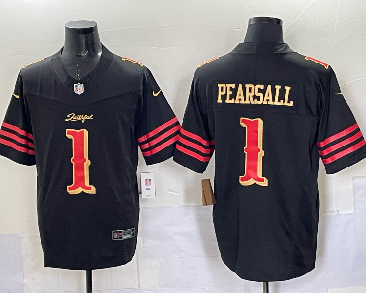 Men's San Francisco 49ers Ricky Pearsall #1 Black 2025 Rivalries Collection Jersey