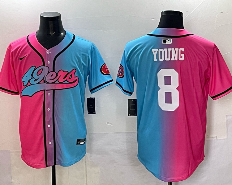 Men's San Francisco 49ers Steve Young #8 Pink/Blue Jersey