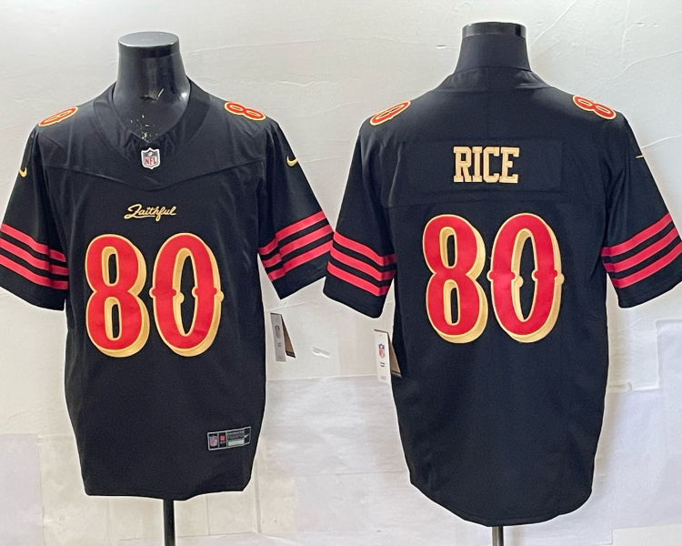 Men's San Francisco 49ers Jerry Rice #80 Black 2025 Rivalries Collection Limited Jersey